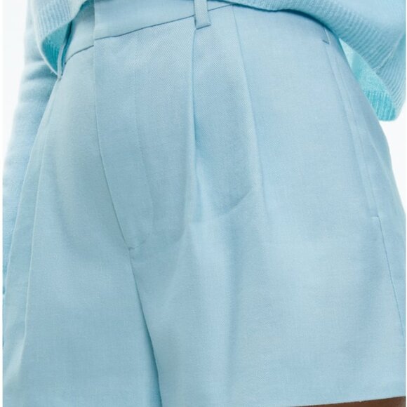 NWT Alice + Olivia Conry Linen Pleated Short In Spring Sky - Picture 5 of 6